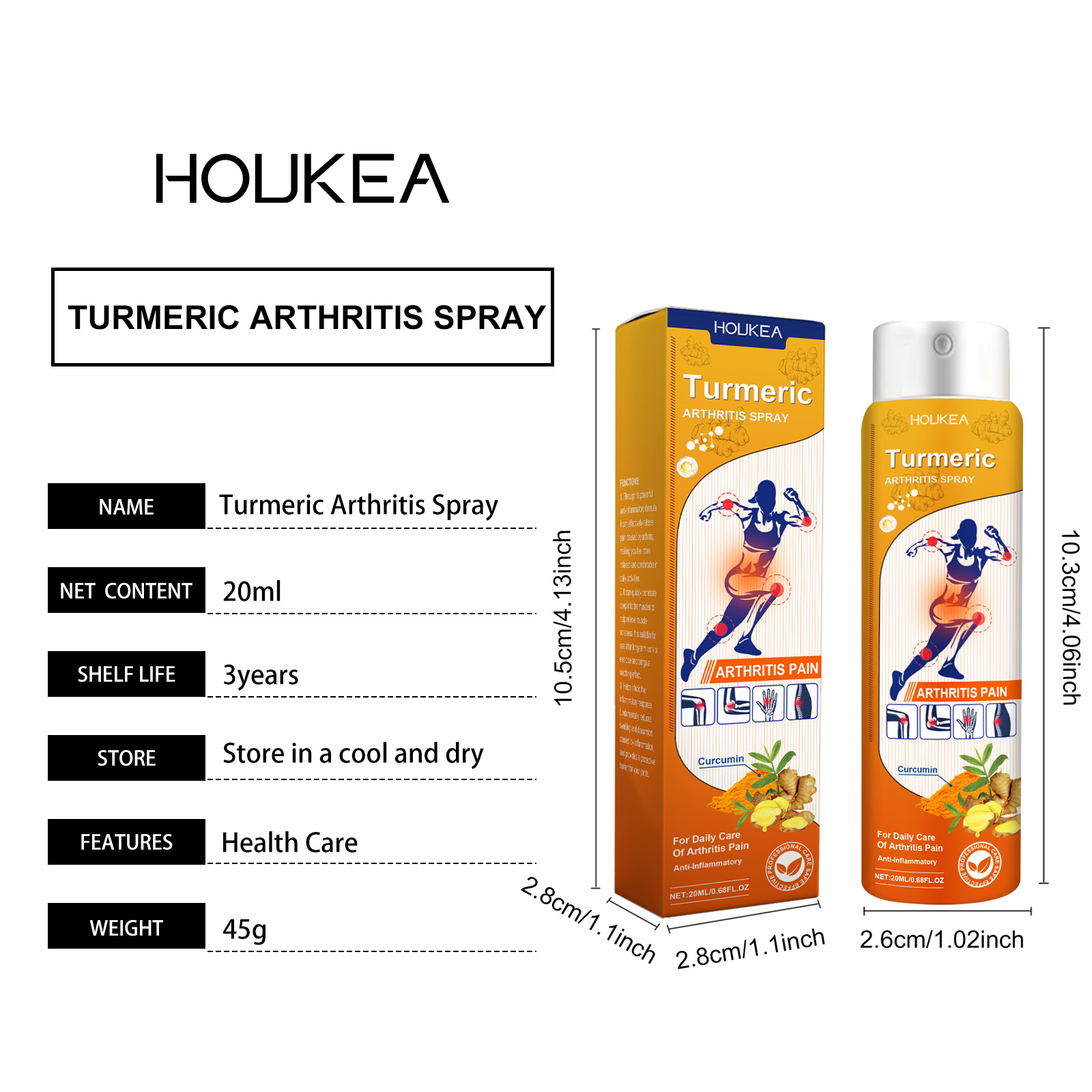 Turmeric Joint Pain Relief Spray With Curcumin & Peppermint Extract, Anti-Inflammatory Joint Care Mist For Arthritis, Sore Muscles & Workout