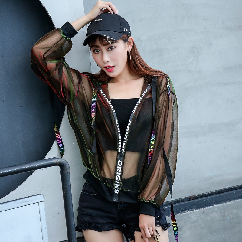 Title 8, Ladies Loose Ribbon Thin Baseball Short Jacket