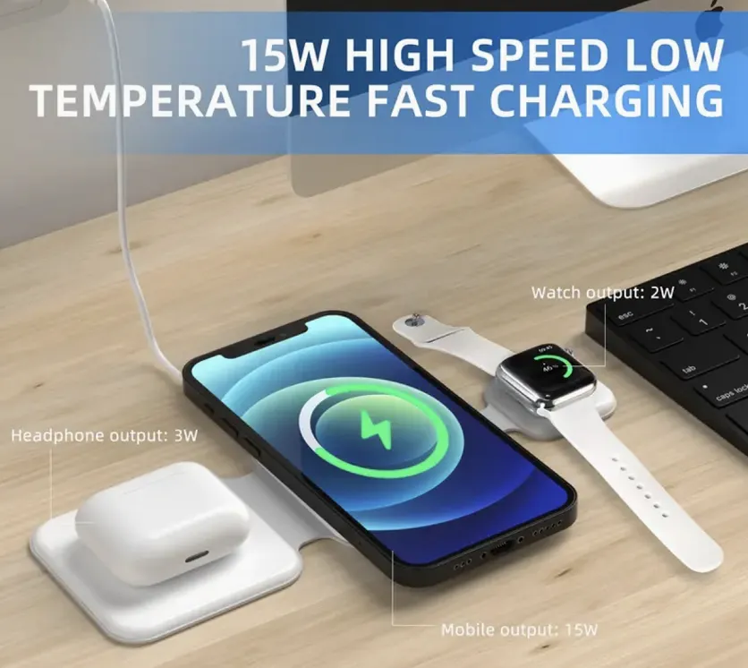 3 In 1 Magnetic Foldable Wireless Charger Charging Station Multi-device Folding Cell Phone Wireless Charger Gadgets – image 8