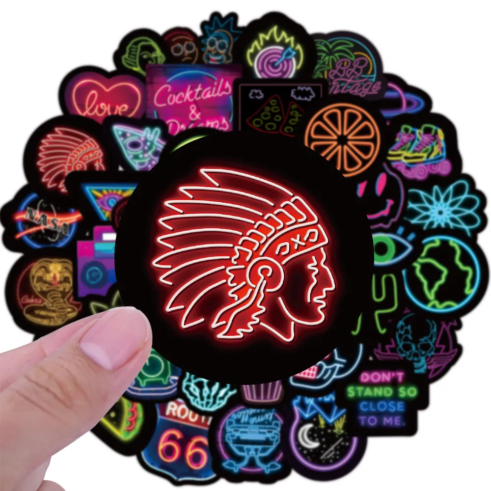 50 Neon Graffiti Stickers Decorative Waterproof Stickers – image 5