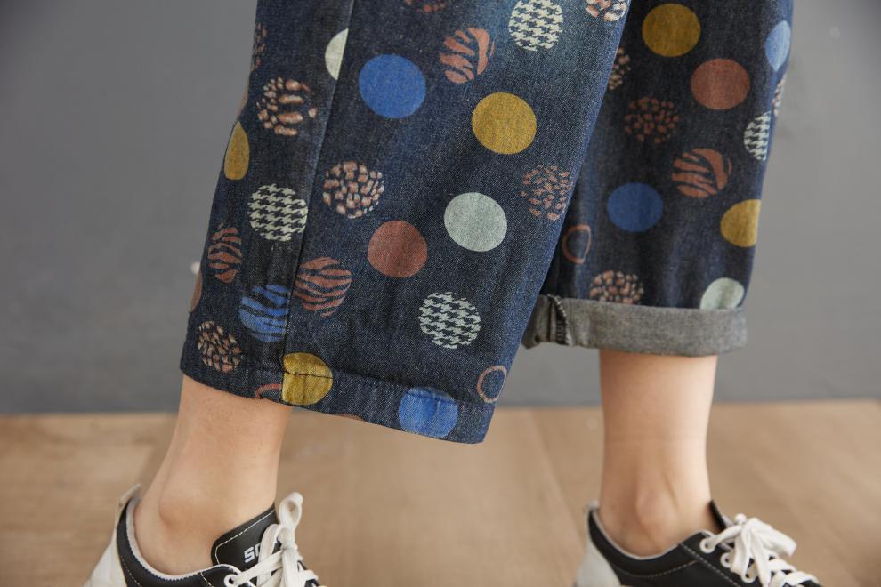 Women's Korean Version Of The New Wave Dot Printed Jeans Suspenders