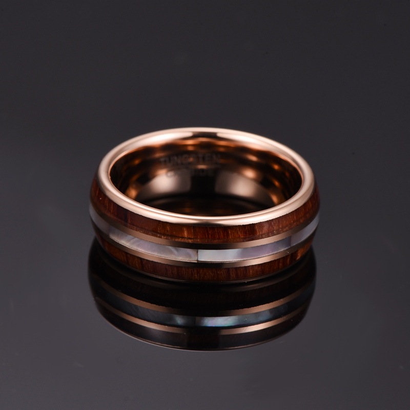 Title 2, White Beimu Mens Tungsten Steel Ring with Wood...