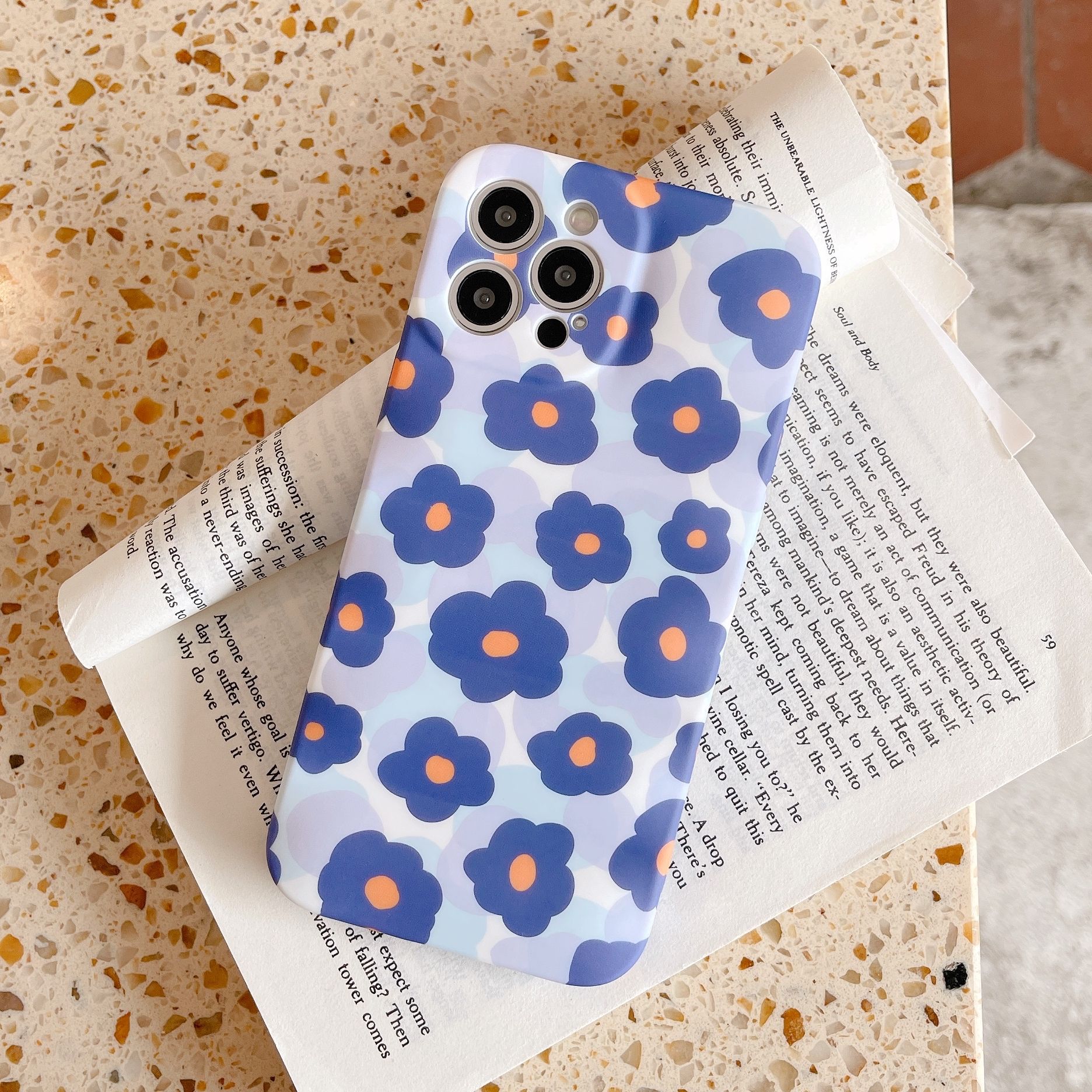 Wave Pattern Blue Flower Mobile Phone Case - Image 5