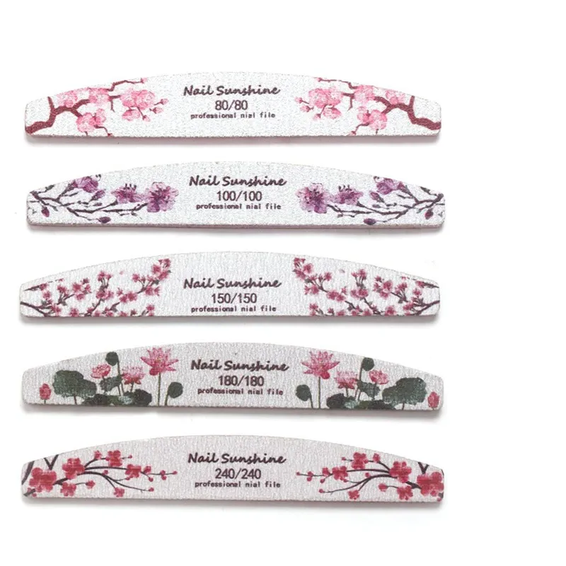Printed Sand Flower Washing Series Nail File - 5Pcs Set