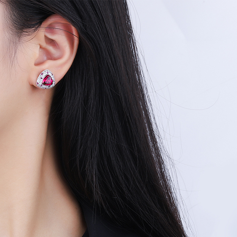 Title 6, Silver Jewelry Simulation Red Treasure Earrings