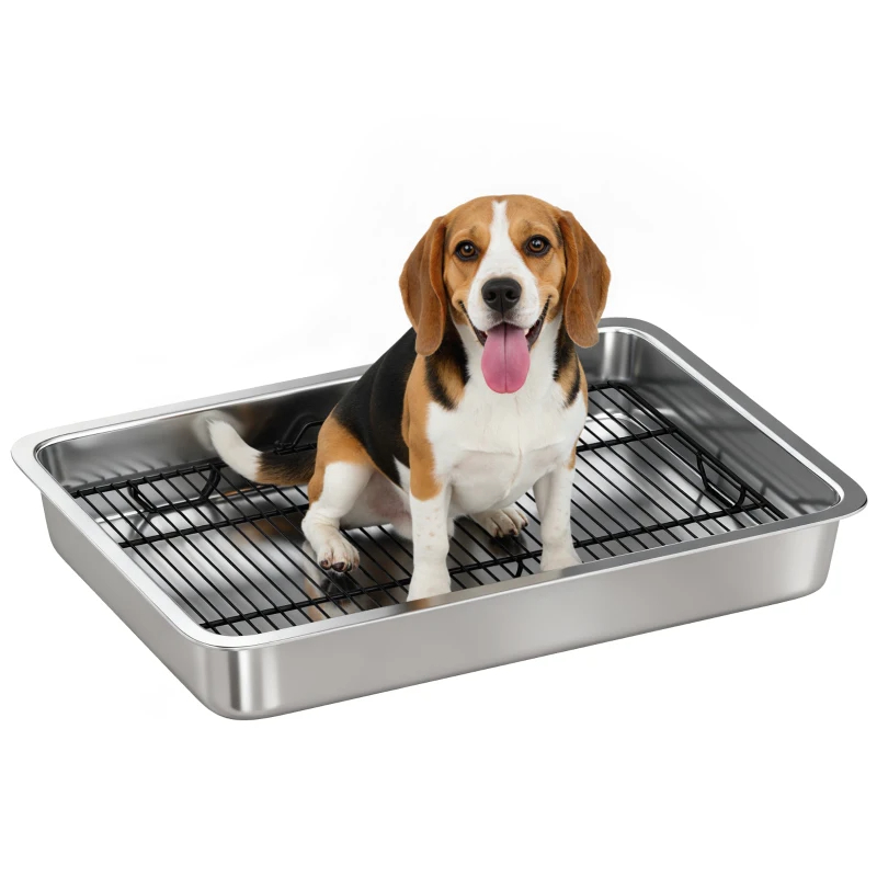 Dog Potty Tray Stainless Steel For Small And Medium Dogs, Dog Training Tray For Porch, Bathroom, Balcony