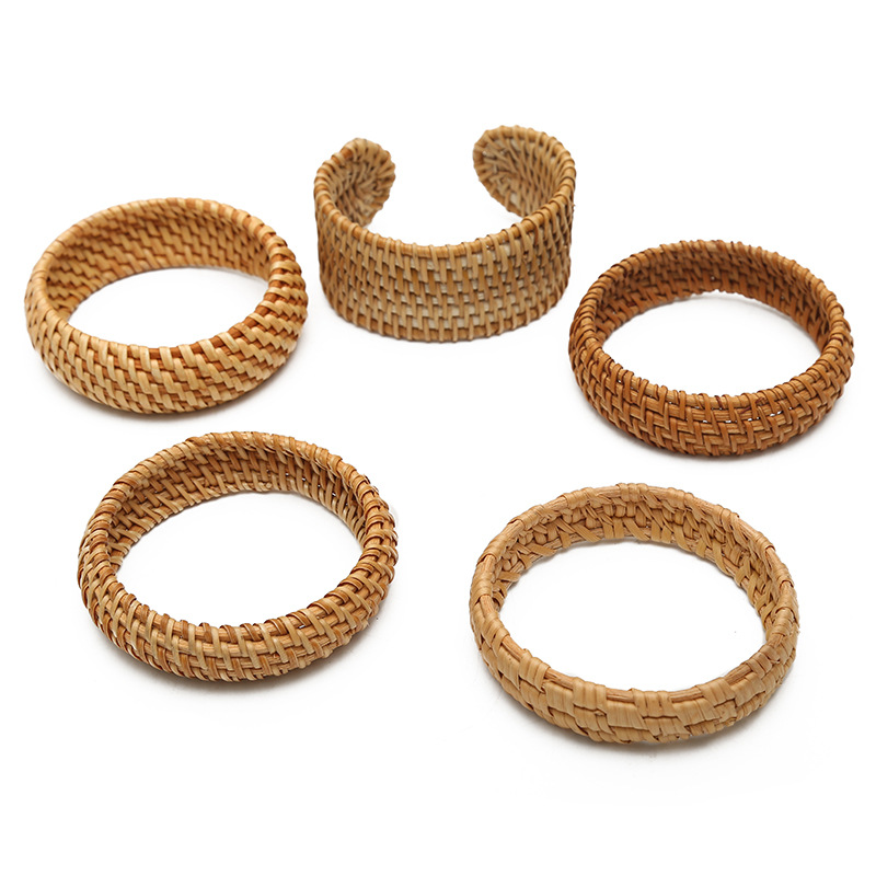Vacation Beach Rattan Wide Bracelet Bohemian Straw