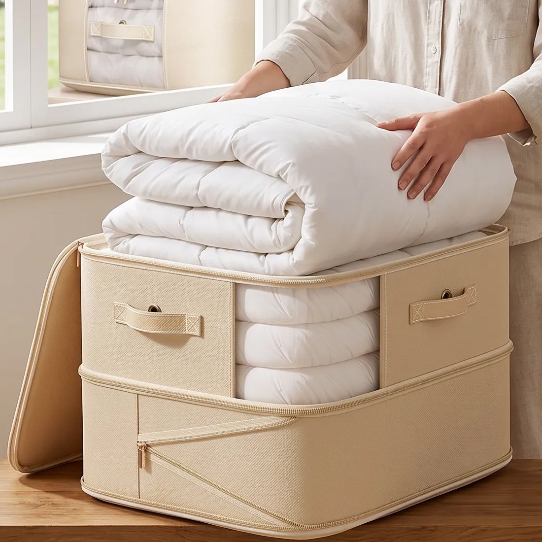 4x Clothes Storage Bags With Zips Bedroom Large Collapsible Box Bedding — image 10