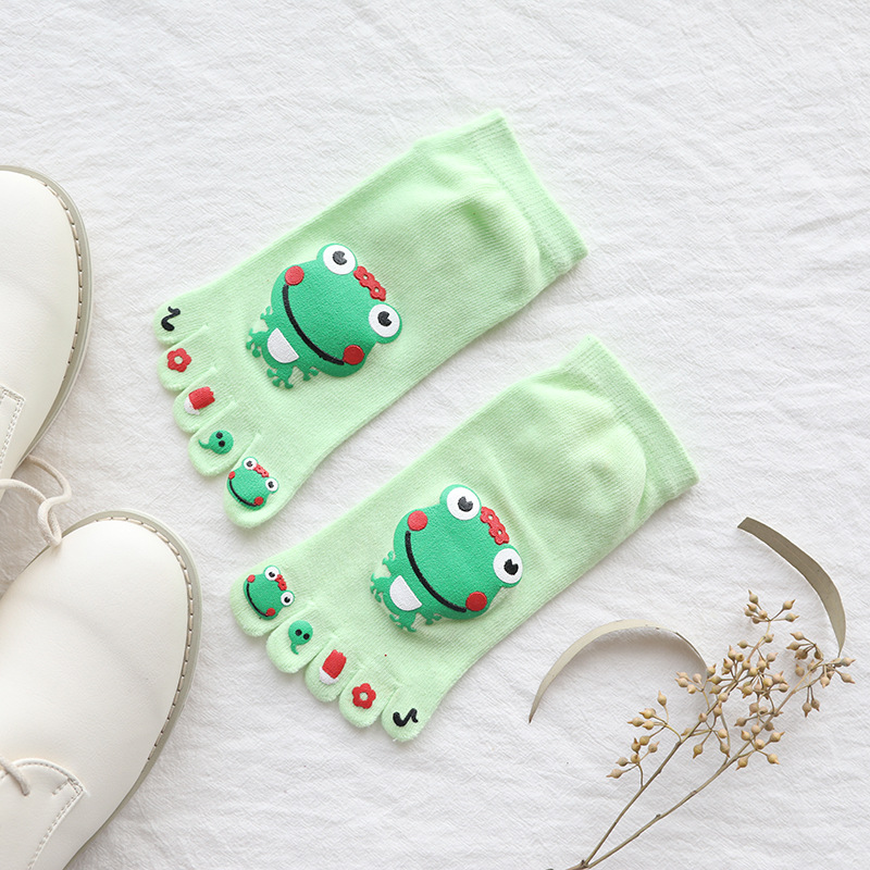 Cotton Spring And Autumn Frog Cartoon Big Boy Five-finger Socks