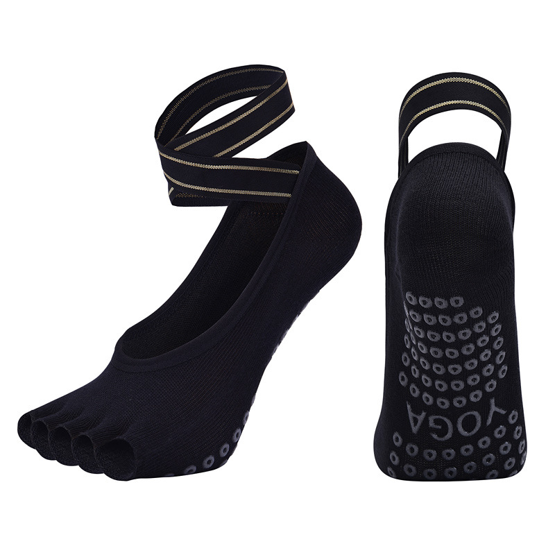 Title 7, Five-finger yoga socks with cross straps combed...