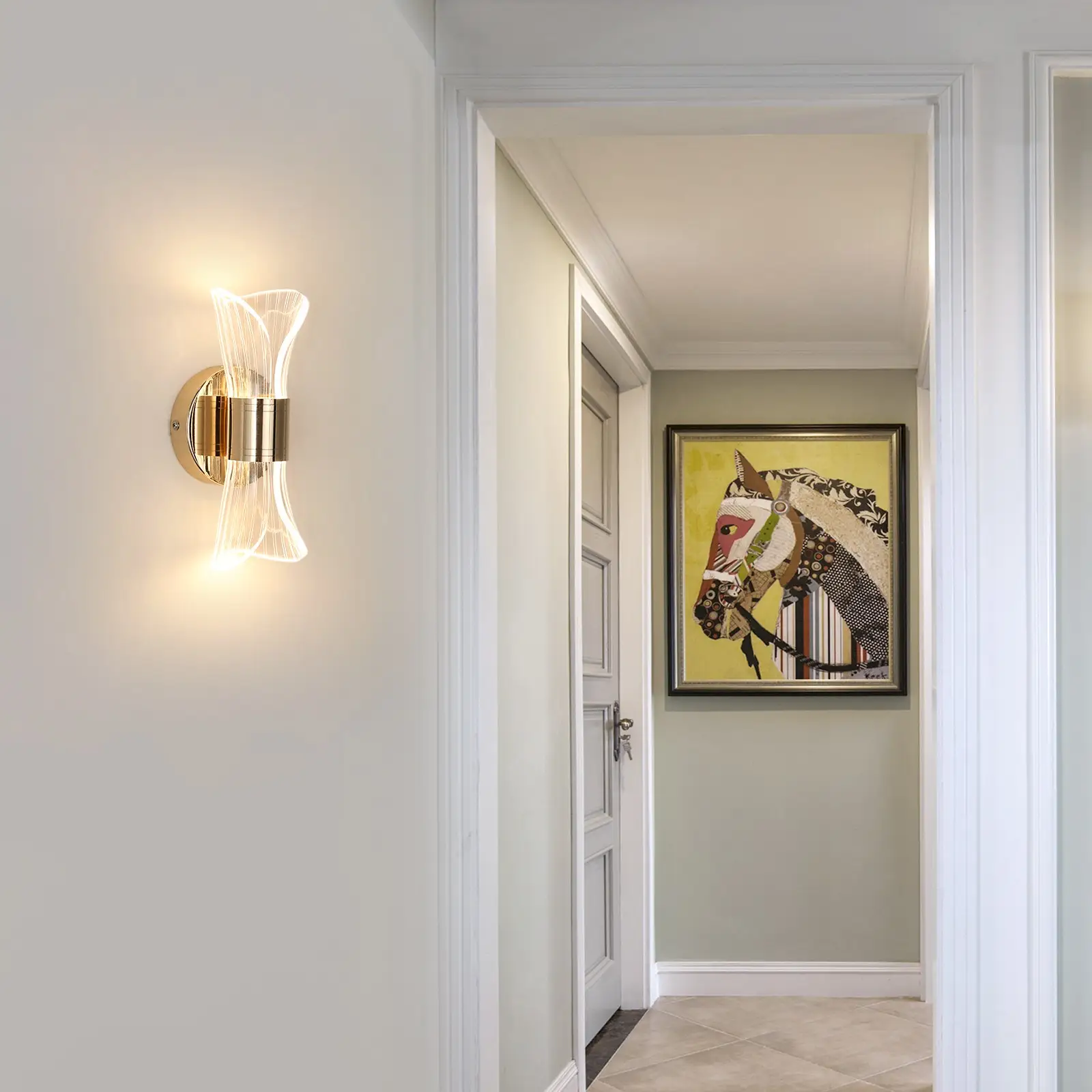2pcs LED Wall Lamp 3-Colors Indoor Acrylic Wall Light Bedroom Hallway Staircase