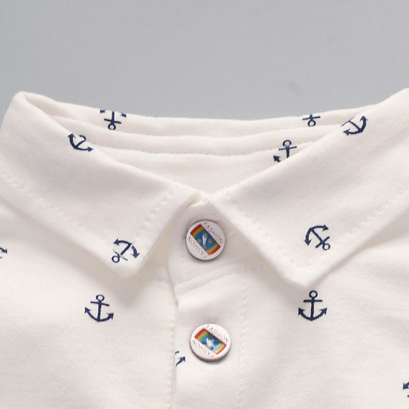 بدلة قطعتين قميص بولو بأكمام طويلة وبنطلون بتصميم مرساة