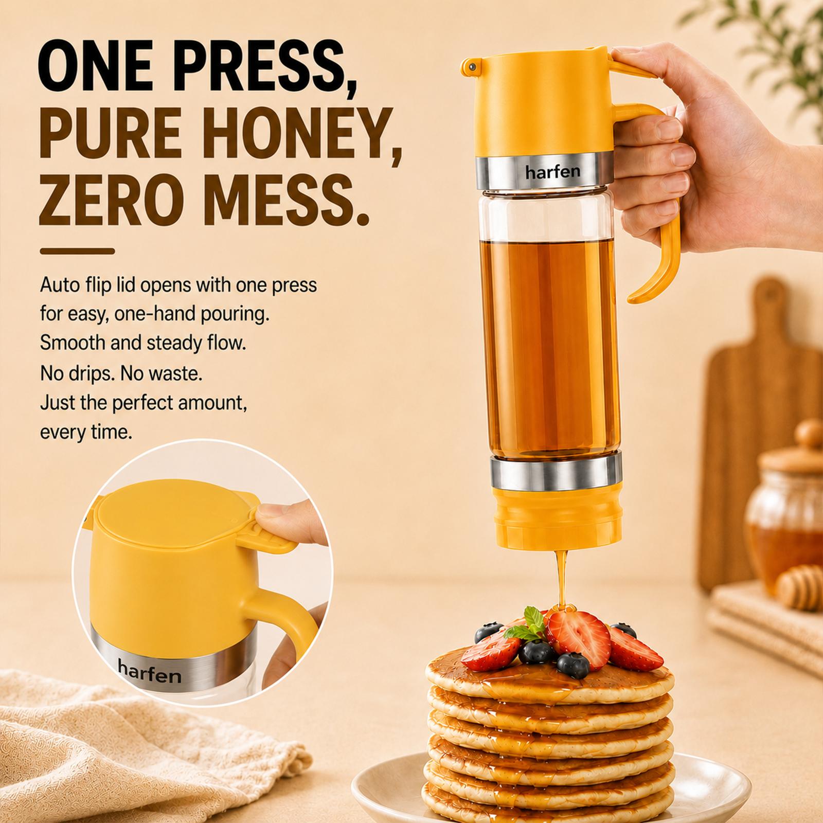 Glass Honey Dispenser Jar With Handle, Auto Flip Lid, Household Honey Storage Bottle,Self-pickup Only image 18