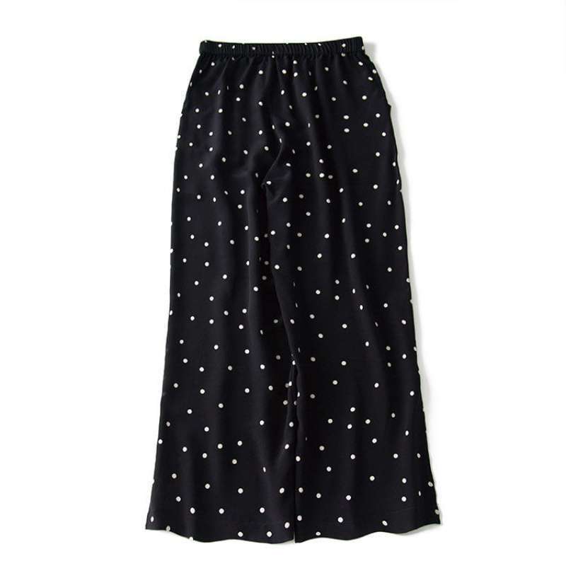 Two-piece Black And White Polka Dot Chiffon Top Wide-leg Pants