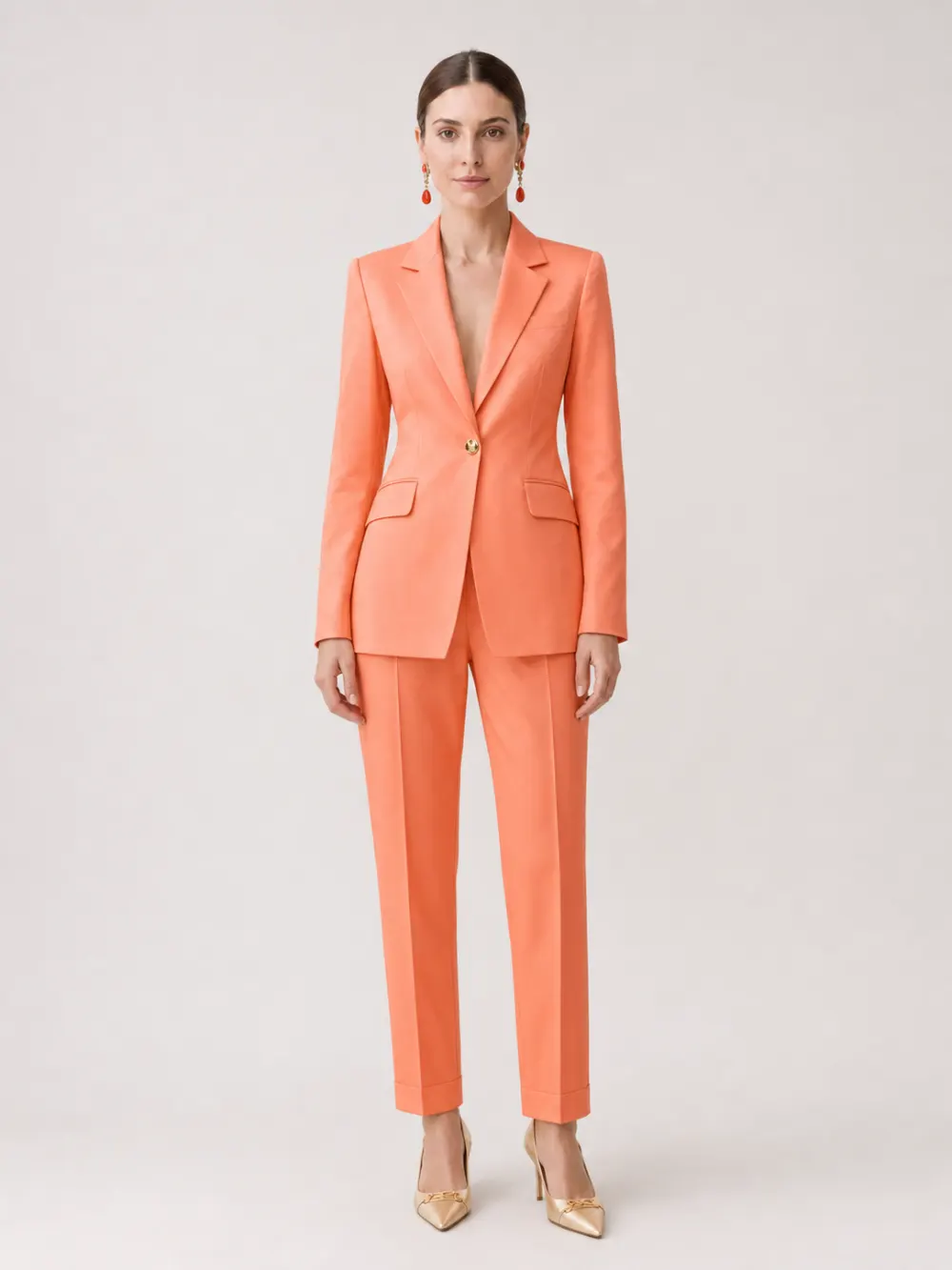 Classic Orange Tailored Pant Suit
