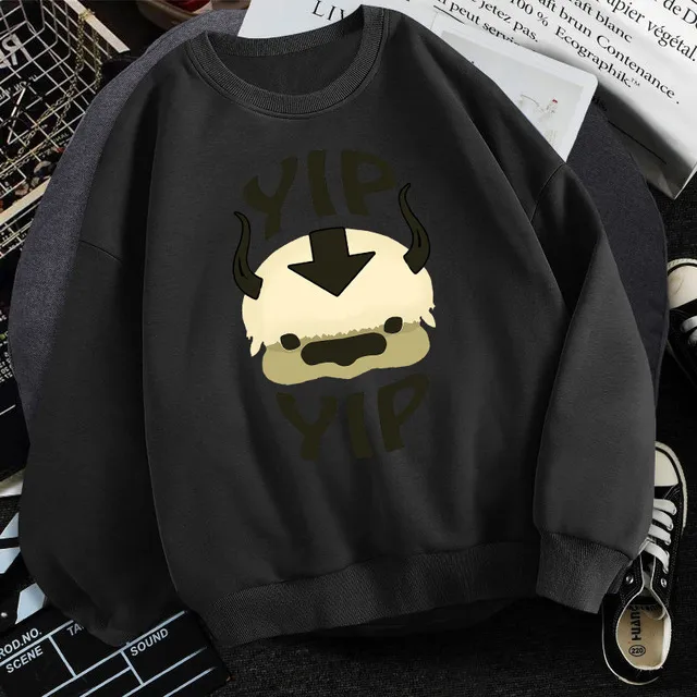 Cute Women's Round Neck Warm And Fleece Sweater - Black