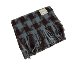Women's Korean Style Thickened Houndstooth Plaid Scarf - Blue Coffee Plaid - View 1