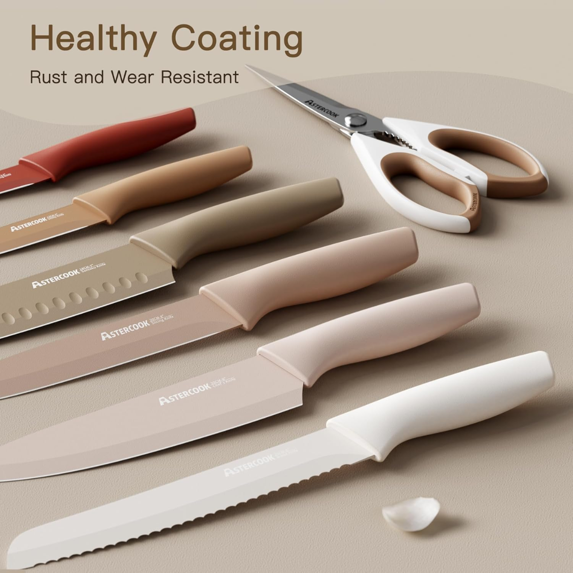 13 Pieces Kitchen Knives Set With Healthy Anti Rust Coating Dishwasher Safe  Stainless Steel Chef Knife Sets With 6 Blade Guards thumbnail 7