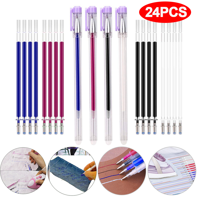 24 PcsSet Heat Erasable Pens For Fabric, 4 Pen Shells20