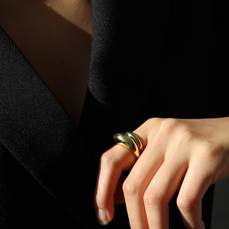 S925 Sterling Silver Ring Simple Geometric Surface