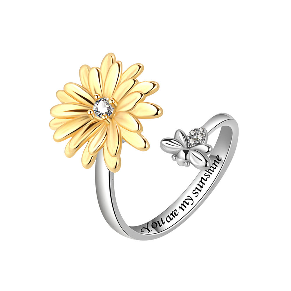 Title 2, Daisy Spinning Ring Personalized Sunflower Fashion