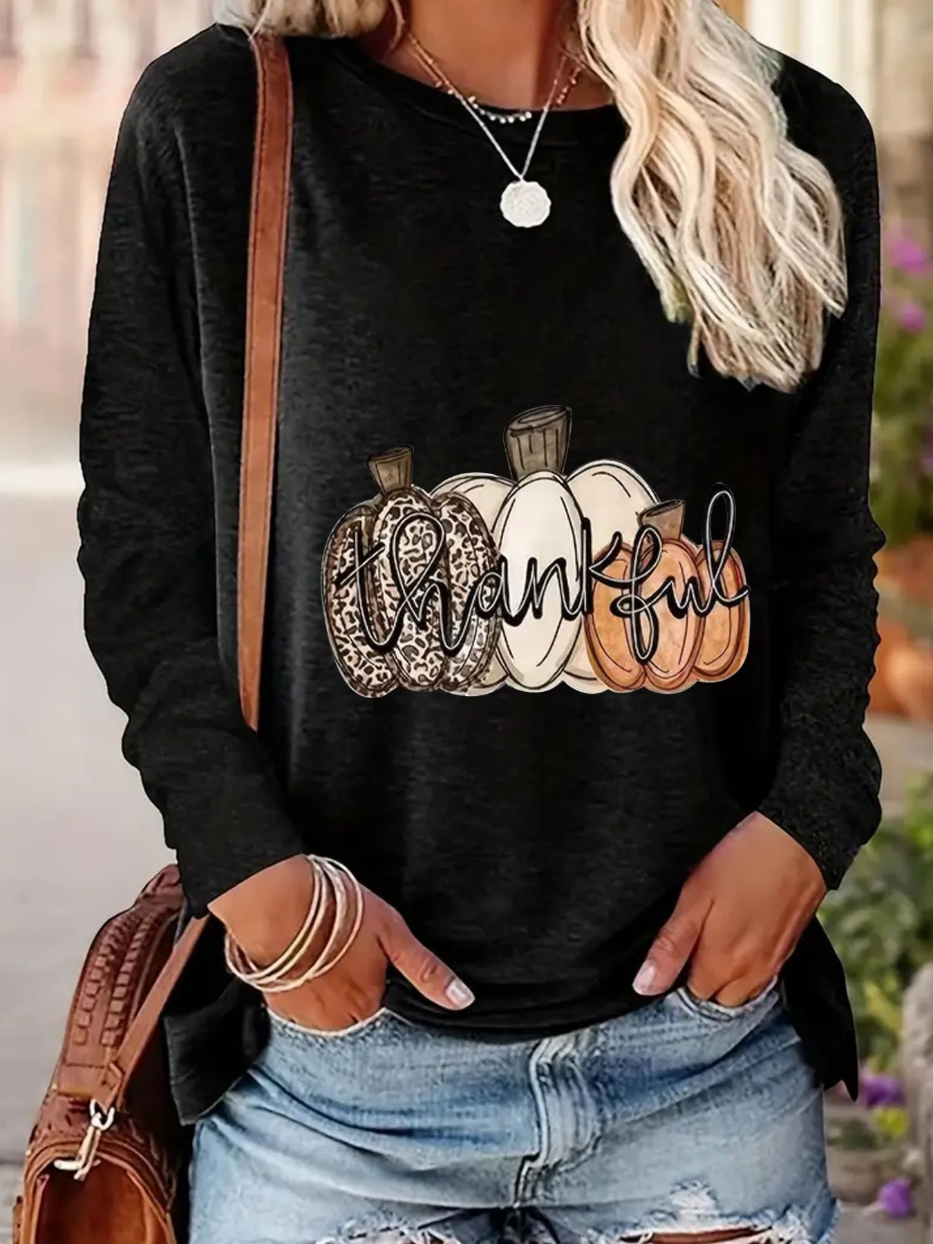 Pure Cotton, Women’s Creative Tops, Casual Short-sleeved Round Neck Long-sleeved