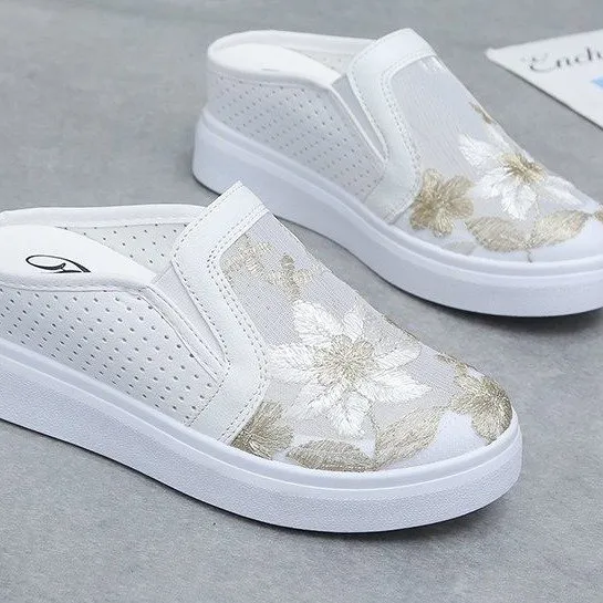 Lazy Slippers Platform Muffin And Mesh Top White - Shop at LoveMi