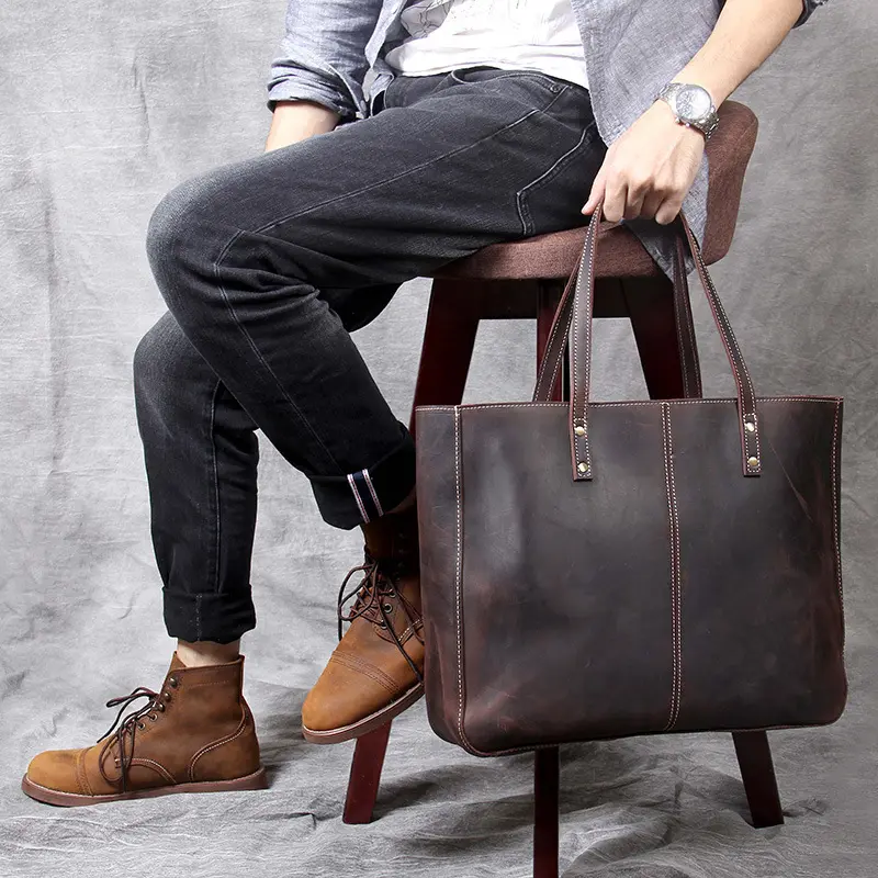 Simple Retro First Layer Cowhide Large-capacity Handbag