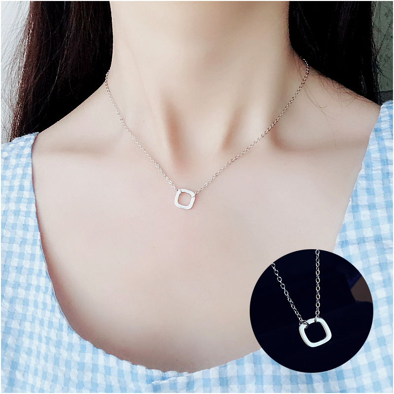 Women's Sterling Silver Letter Clavicle Chain Pendant Colorless Chain