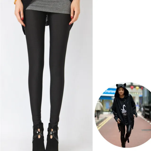 Shiny Pants Women's Thin Large Size Tight fitting Outerwear Ice Silk Summer High Elastic Cropped Spring And Autumn Long Base Black - Shop at LoveMi