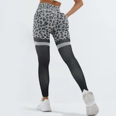 Leopard Print Fitness Pants For Women High Waist Butt Lifting Seamless Leggings Elastic Running Sport Training Yoga Pants Gym Outfits Clothing - Black - View 1