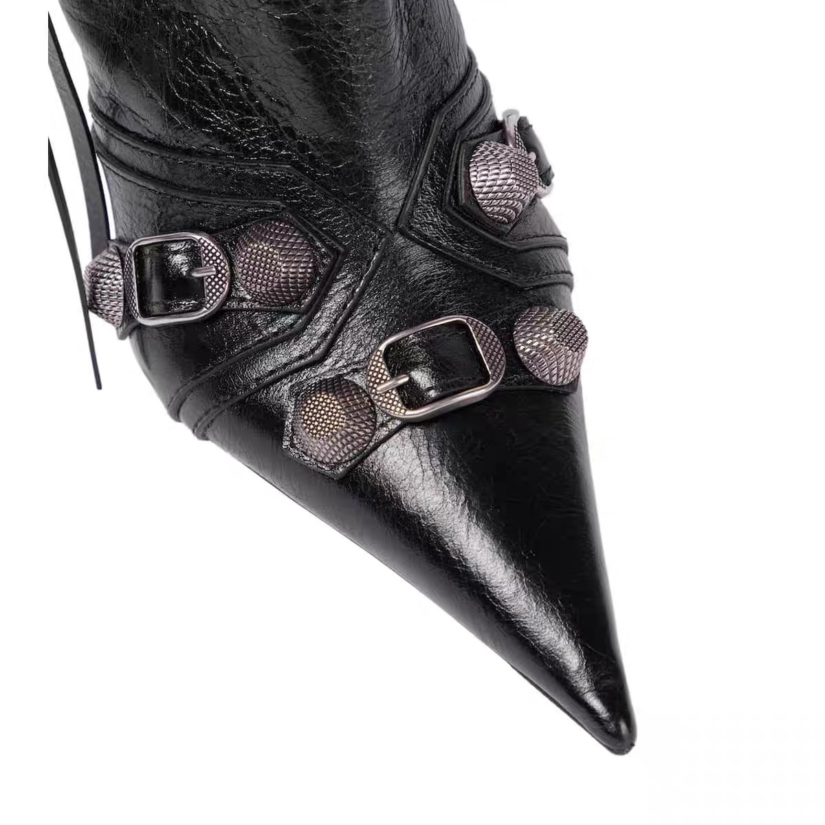 Title 13, Pointed Toe Side Zipper Metal Stud Biker Booties