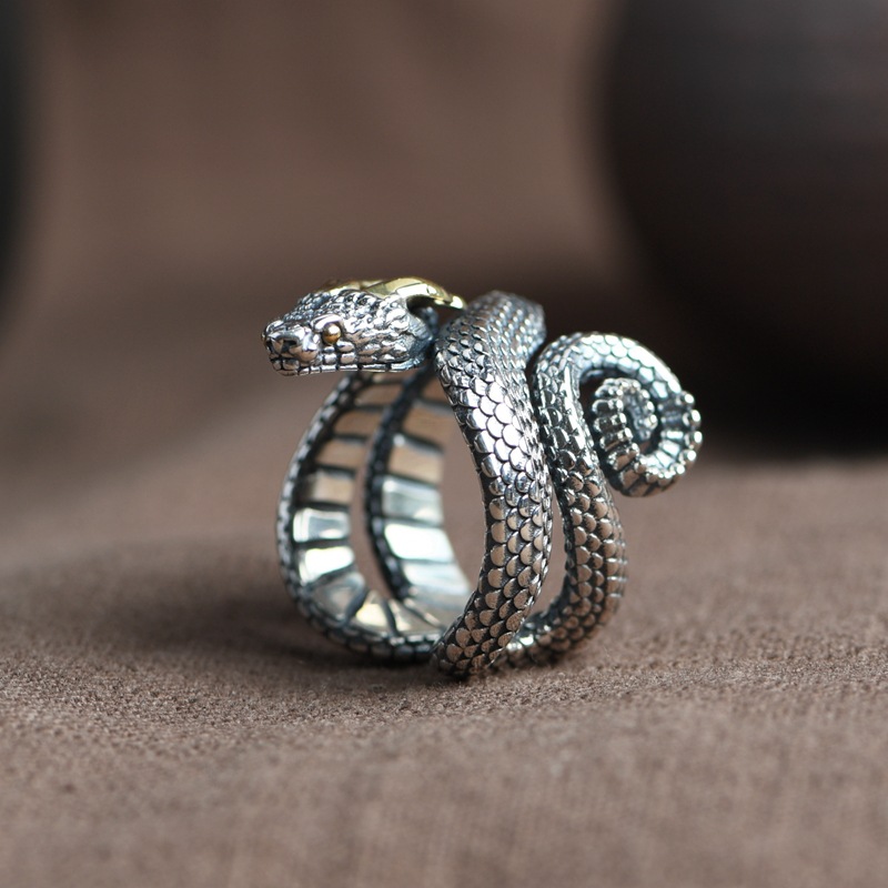 Title 2, Personalized Creative Retro Silver Snake Ring