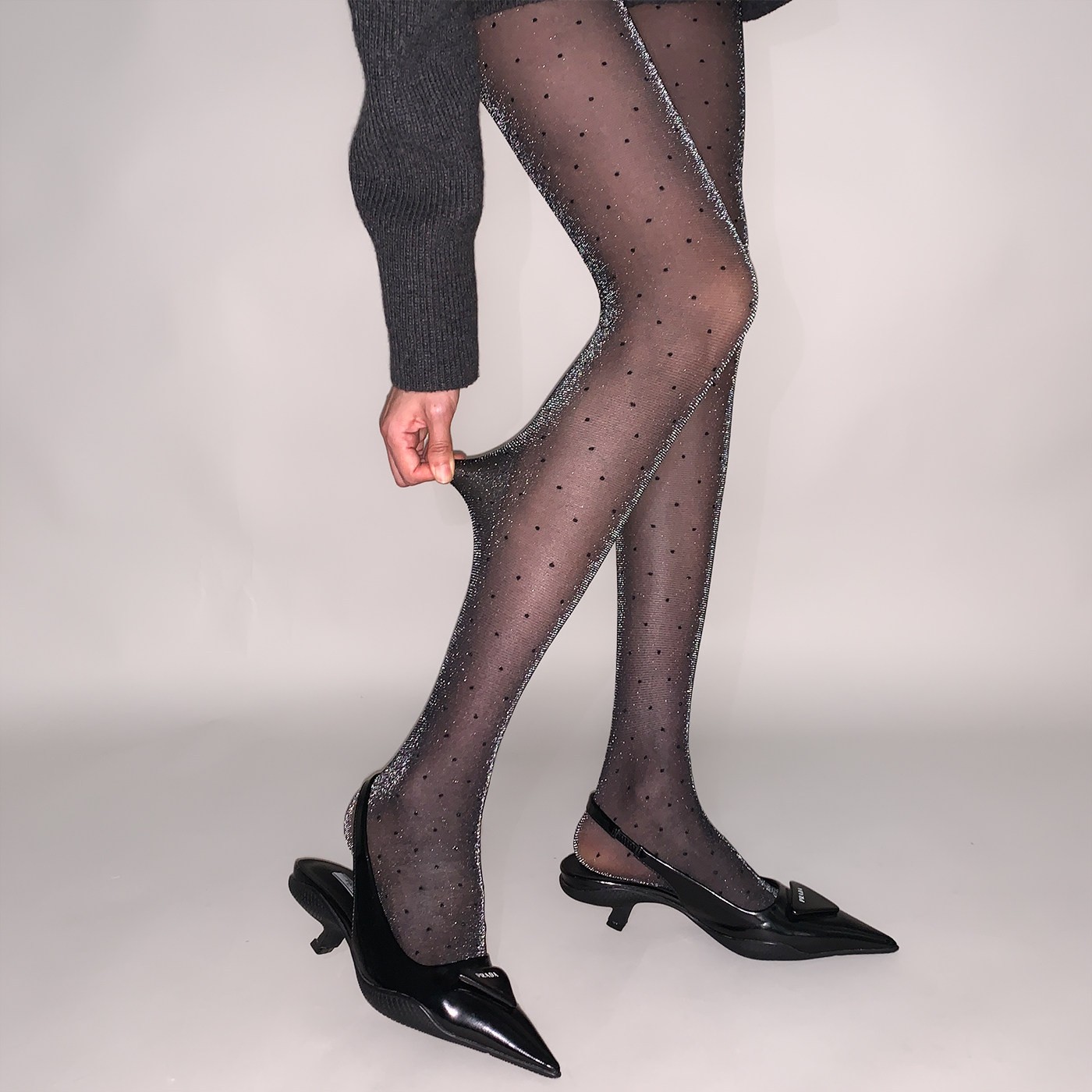 Bright Silver Silk Polka Dot Stockings Pantyhose, Personalized Spring And Summer Base Pantyhose