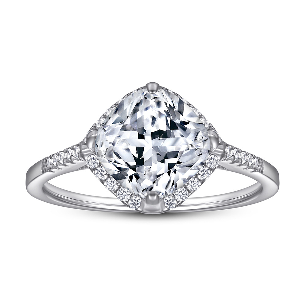 Women's Square Zircon Sterling Silver Ring