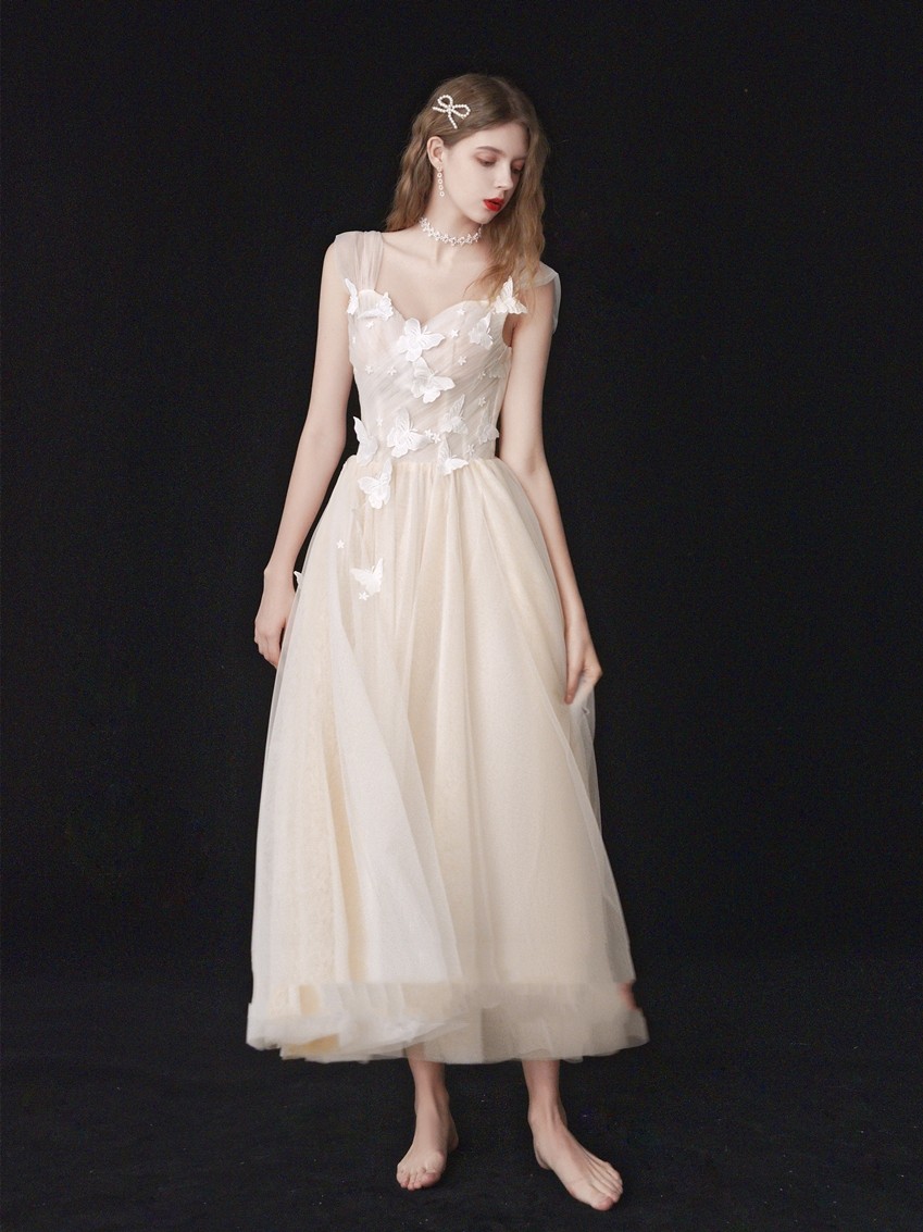 Bridesmaid Gauze Dress Toast Dinner Annual Meeting Light Champagne S - Shop at LoveMi