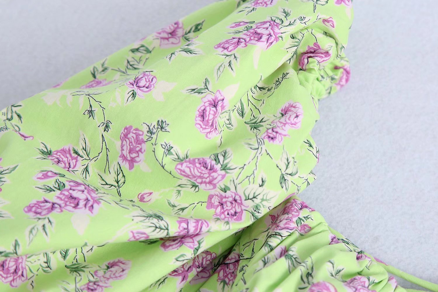 Square Neck Short Sleeve Cropped Top Print