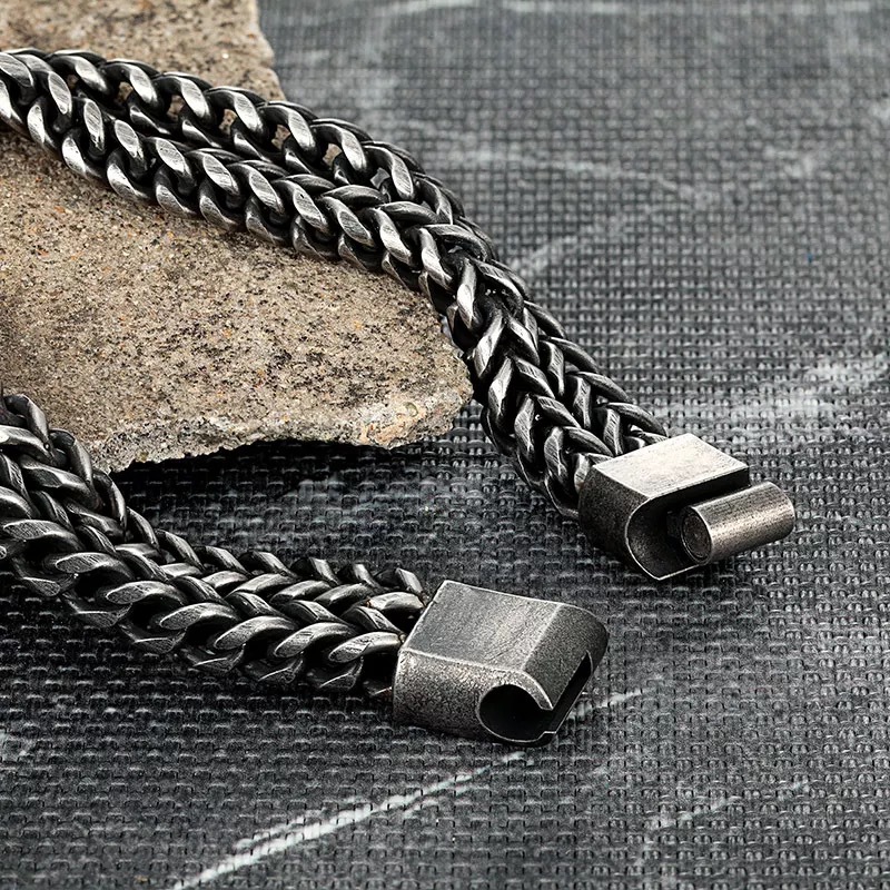New Titanium Steel Double Layered Rough Men's Bracelet