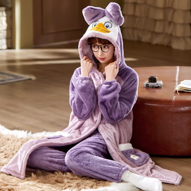 Title 3, Sets Winter Flannel Cartoon Warm Pyjamas Animal...