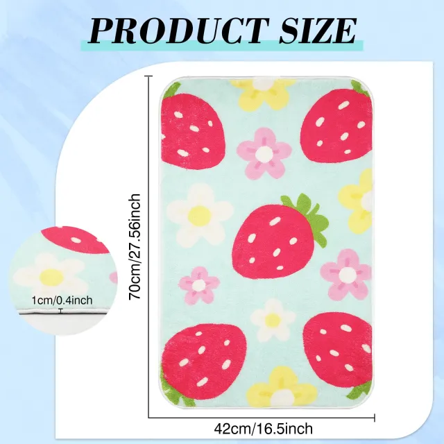 Cute Strawberry Flower Bath Mat, Green Bathroom Rugs Bathroom Accessories, Funny Colorful Non Slip Floor Bath Rug Machine Washable Absorbent Door M... W13790533 - Shop at LoveMi
