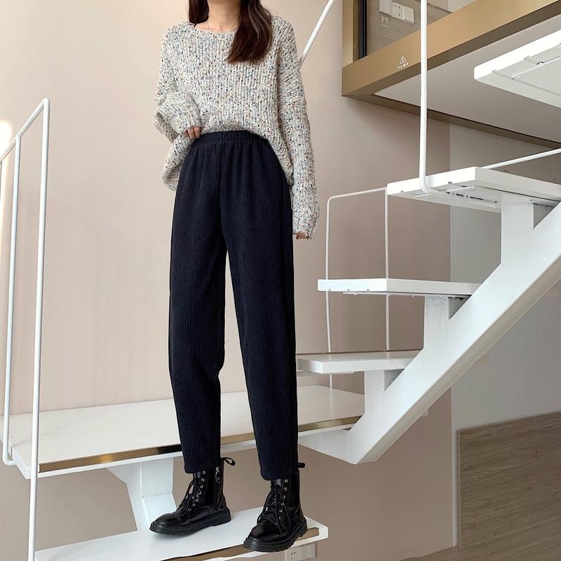 Women's Loose Straight High Waist Drape Cropped Casual Pants