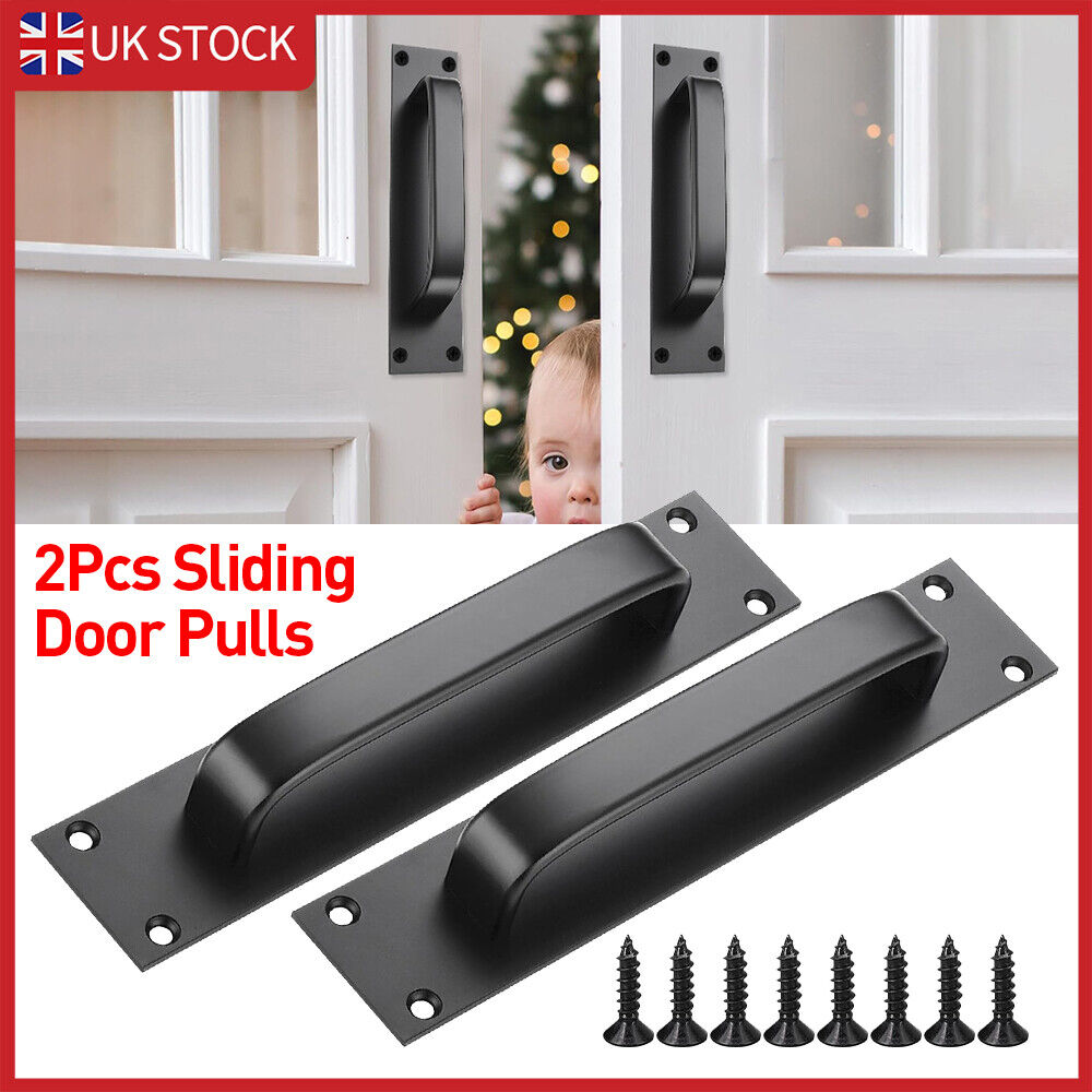 2X Sliding Barn Door Handle Pull And Flush Gate Hardware Set Cabinet Matte Black — image 4