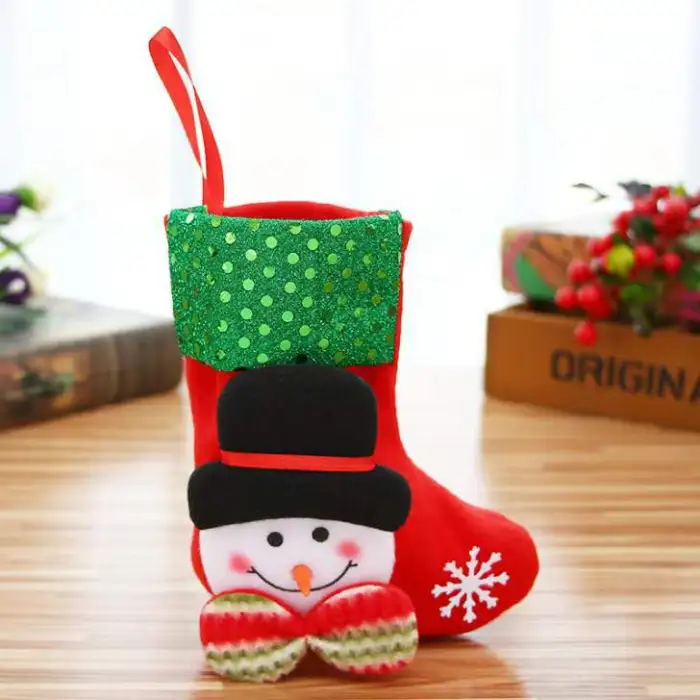 Mini Christmas Stocking Ornaments, Santa, Snowman and Reindeer Designs, Sold in Packs of 4 - detail photo 7