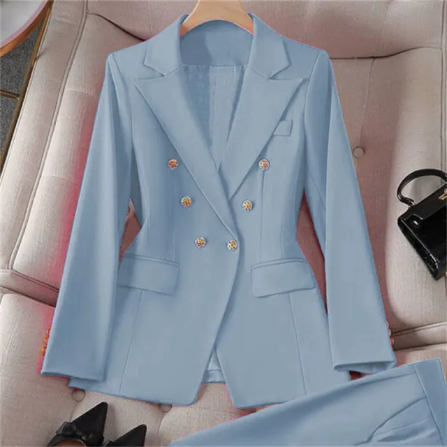 Small sized Retro Suit Jacket Slim fit Fashion Women's Casual Design Top Suit Jacket Set Blue - Shop at LoveMi
