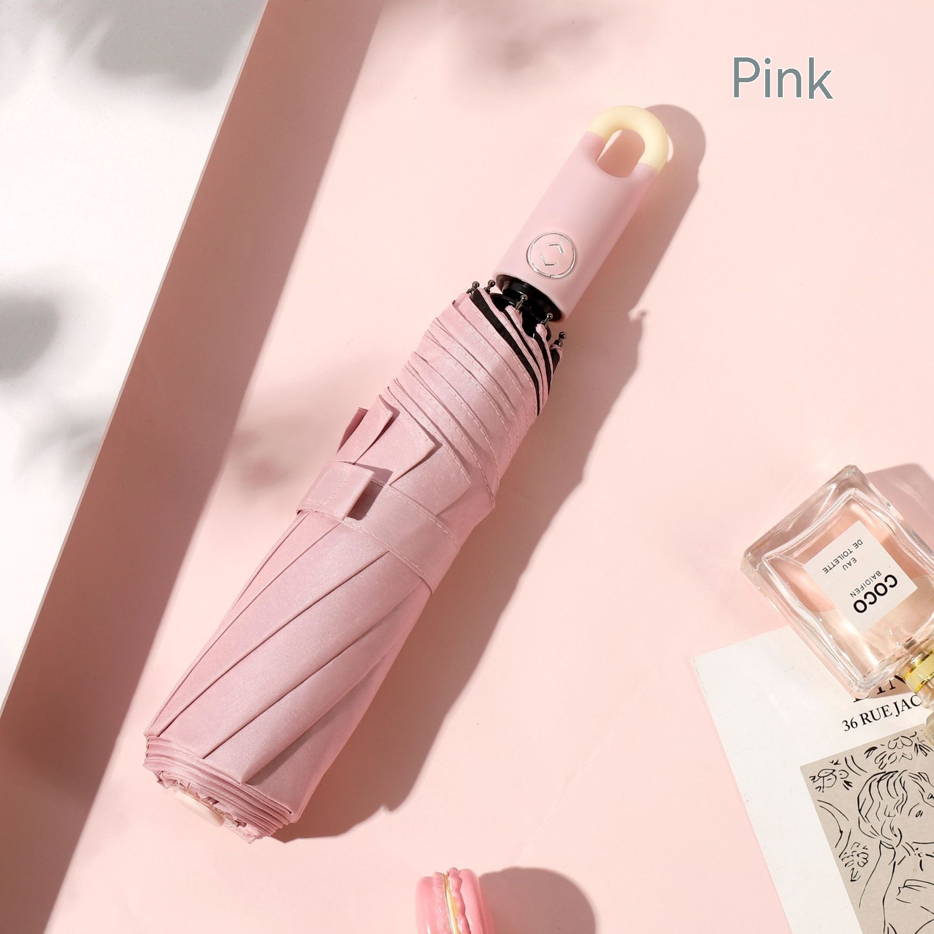 Lock Folding Automatic Vinyl Sun Protective UV Umbrella - Image 12