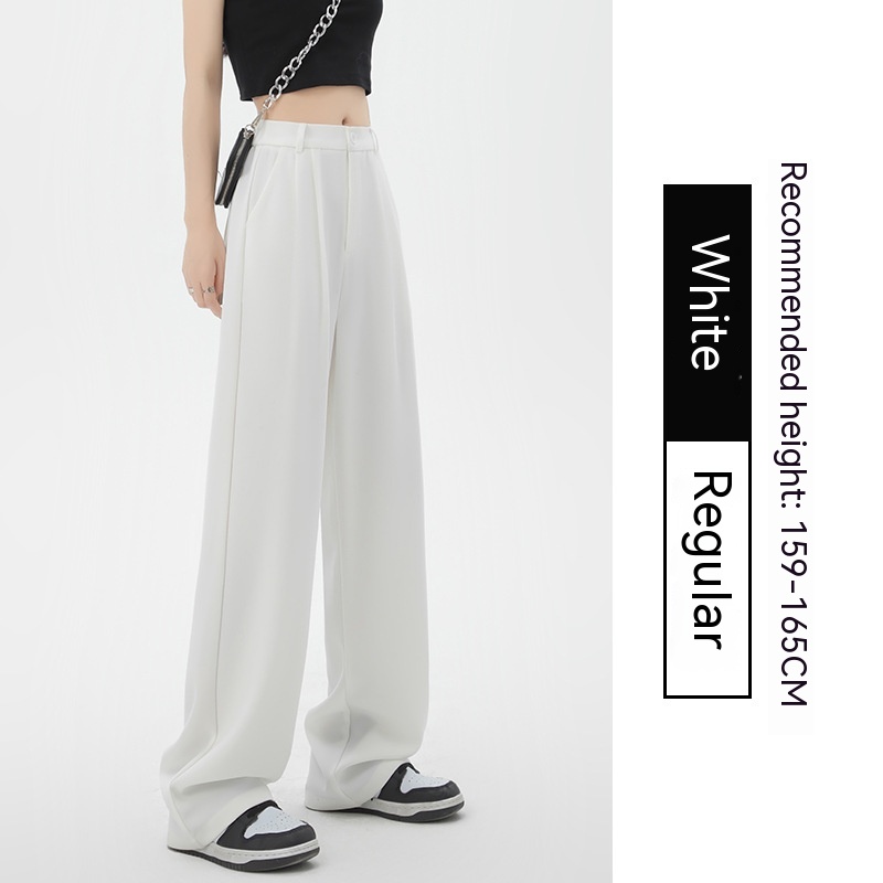Women's Fashion Simple High Waist Loose Drooping Slimming And Straight Casual Suit Pants White Conventional Style - Shop at LoveMi