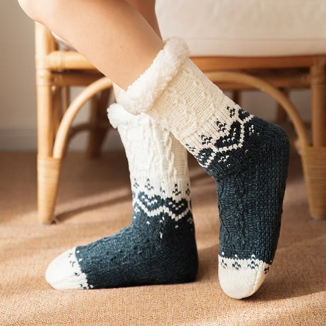 Love Knitted Plush Floor Socks Winter Warm Non slip Carpet Socks Christmas Home Women Green - Shop at LoveMi