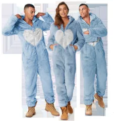 Solid Color Love Printed Casual Home Wear - Blue - View 1