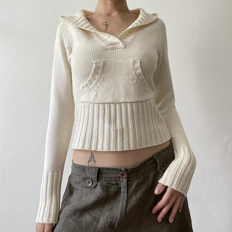 Street Babes Retro High Waist Pocket Hooded Sweater