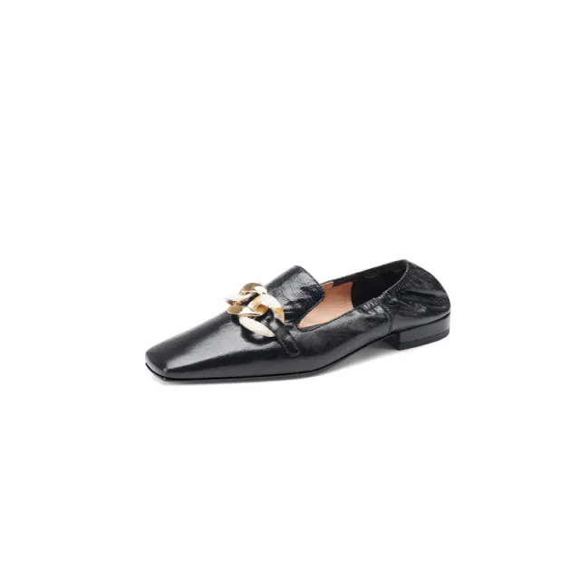 Ladies Fashion Soft Patent Leather Heel Loafers Black - Shop at LoveMi